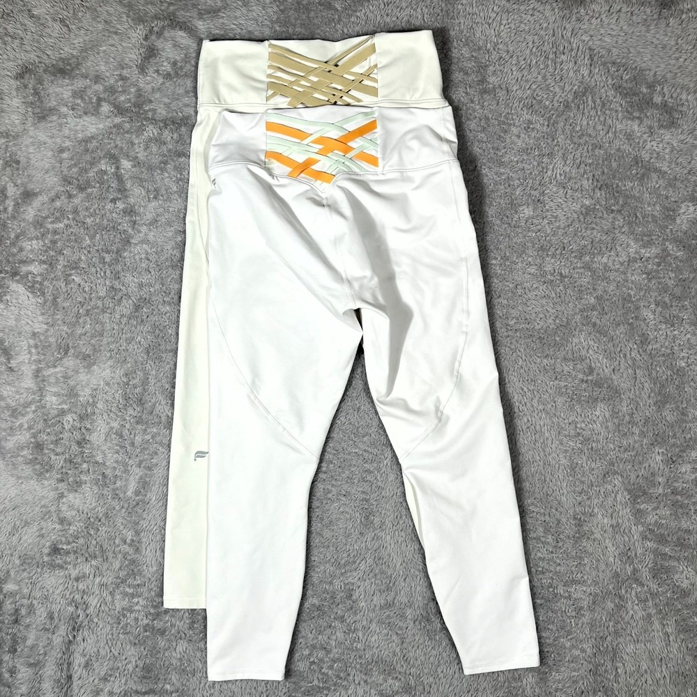 Fabletics PowerHold Leggings Women Large White Stretch Training Workout Lot Of 2